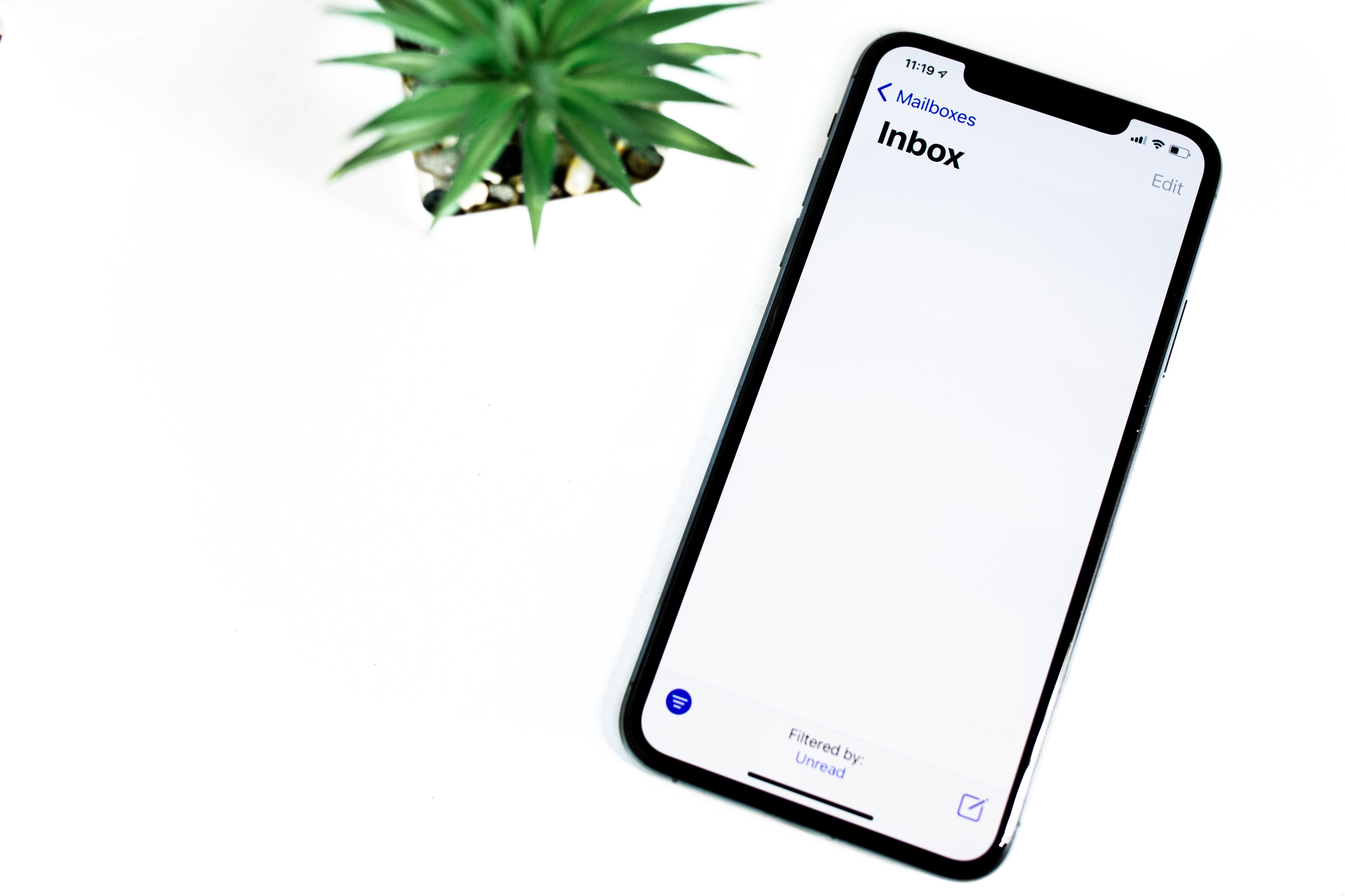 Email inbox open on a smartphone